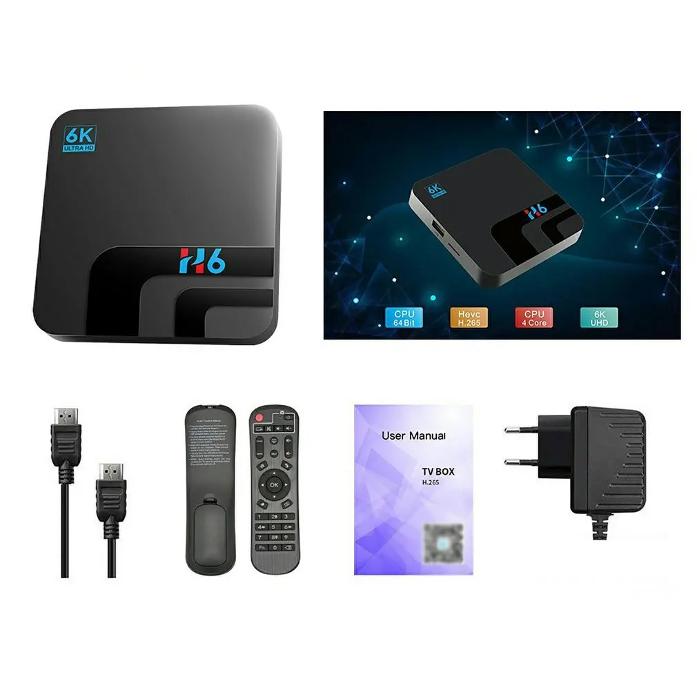 

H6 TV Box Set-top Box Full High Definition 6K Wifi Streaming Media Player Voice Assistant Box USB Interface