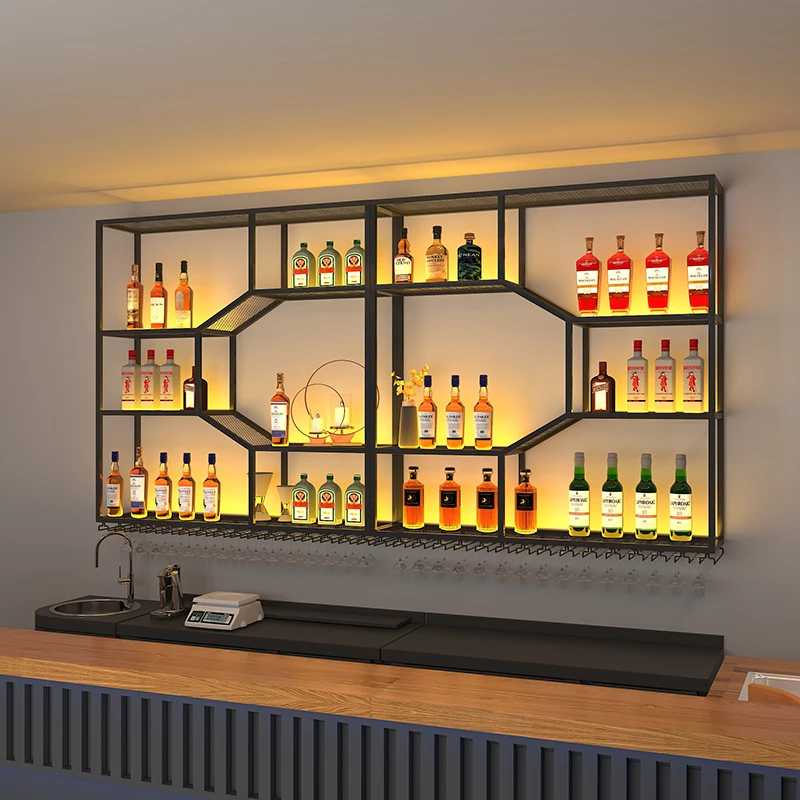 z uchwytem na whisky Szafka barowa Komercyjna Unikalna Nowoczesna Butelka Szafki wino Wiszące Odwrócony Cremalheira De Vinho Akcesoria barowe