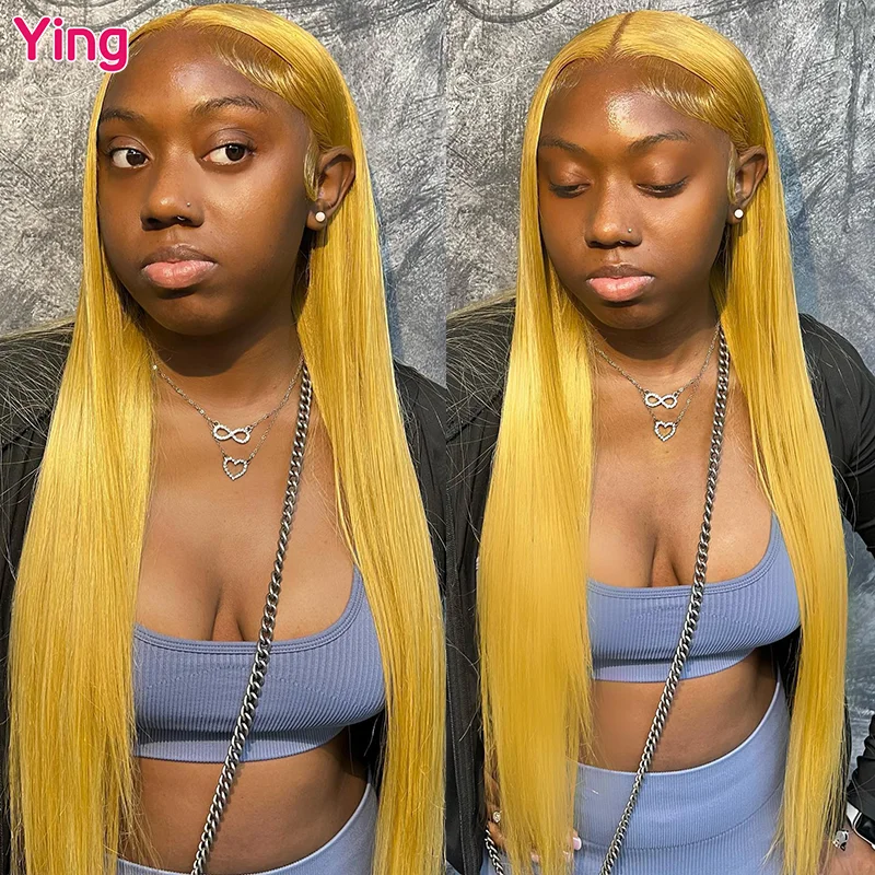 

Ying Bone Straight Ginger Honey Blonde 13x6 Lace Frontal Wig PrePlucked 13x4 Lace Front Human Hair Wigs Peruvian Remy Blonde Wig