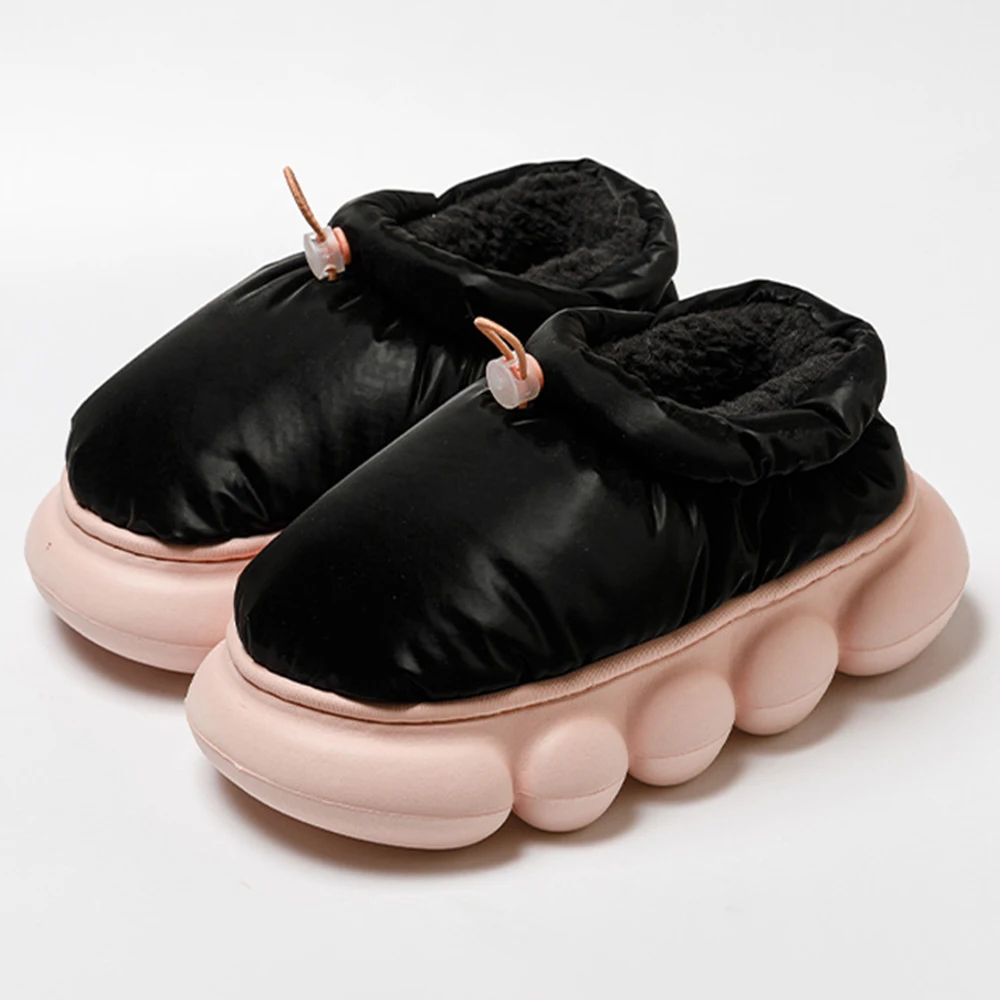 

Зимние тапочки, теплая водонепроницаемая обувь для мужчин и женщин, Нескользящие плюшевые хлопковые тапочки на платформе для дома и улицы, Уютная домашняя обувь