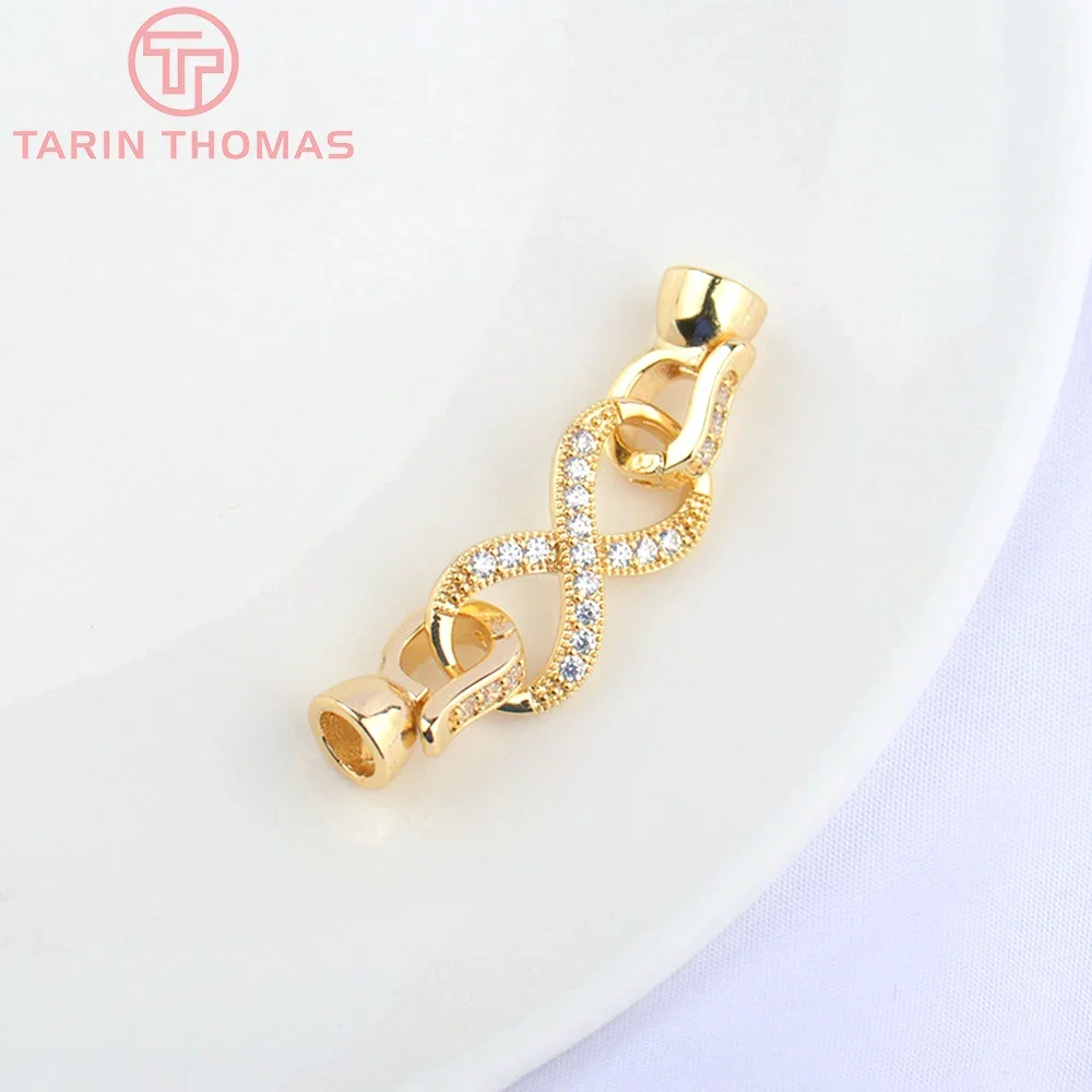 (5064) 4 шт. 10x40 мм 24 К золотого цвета латунь с цирконом браслет ожерелье разъем