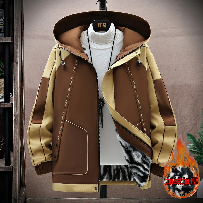 

Мужская Флисовая Куртка с капюшоном, Повседневная Свободная теплая куртка большого размера, Осень-зима 2023