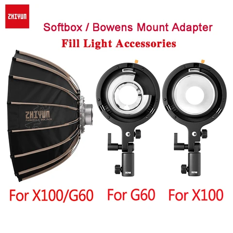 ZHIYUN 60 см софтбокс с глубоким горлышком Bowens Mount адаптер аксессуары для ZHIYUN MOLUS G60/ZHIYUN MOLUS X100 COB светодиодный светильник для фотосъемки