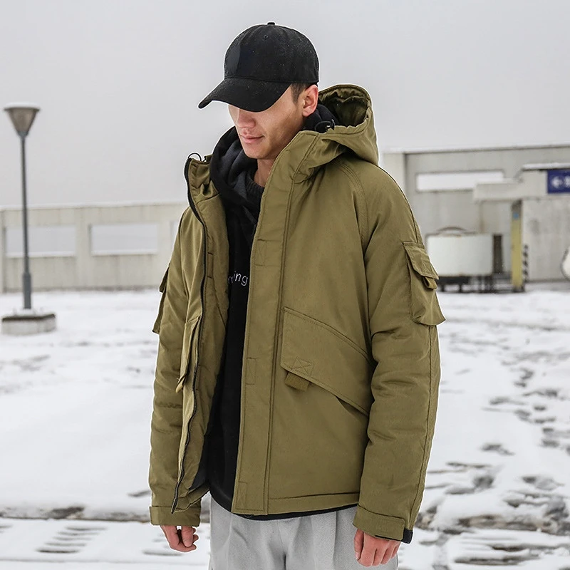 Tooling cotton coat men's winter thickening trend hooded warm cotton suit loose handsome student padded jacket winter coat