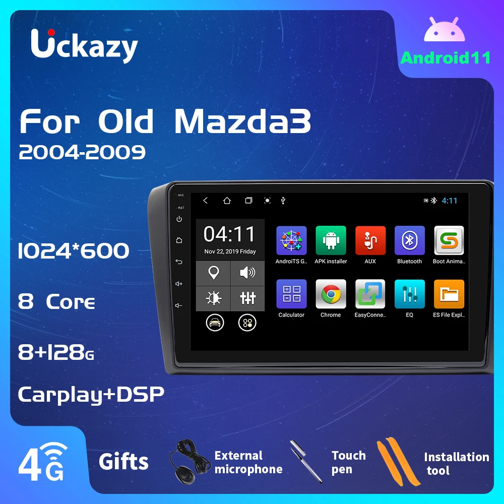 Автомобильный мультимедийный плеер Uckazy 2 din Android 11 для Mazda 3 bk 2004-2013 радио стерео