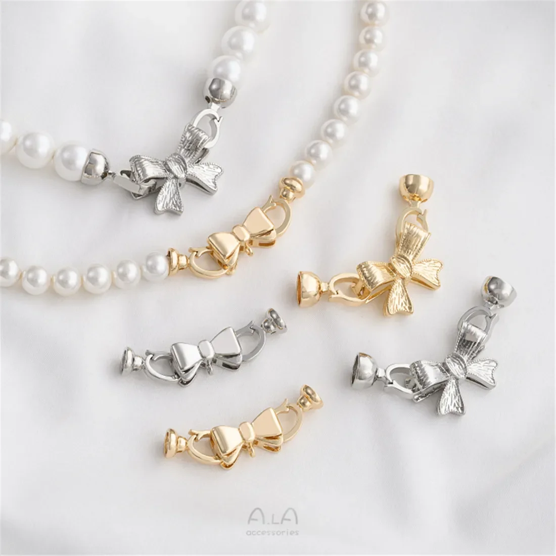 Бант из 14-каратного золота жемчужная пряжка галстук-бабочка двойная кнопка