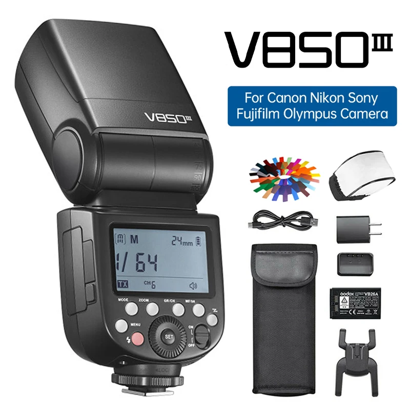 Godox V850III 76 Вт 2 4G GN60 Беспроводная система X литий-ионная батарея Speedlite для Canon Sony Nikon