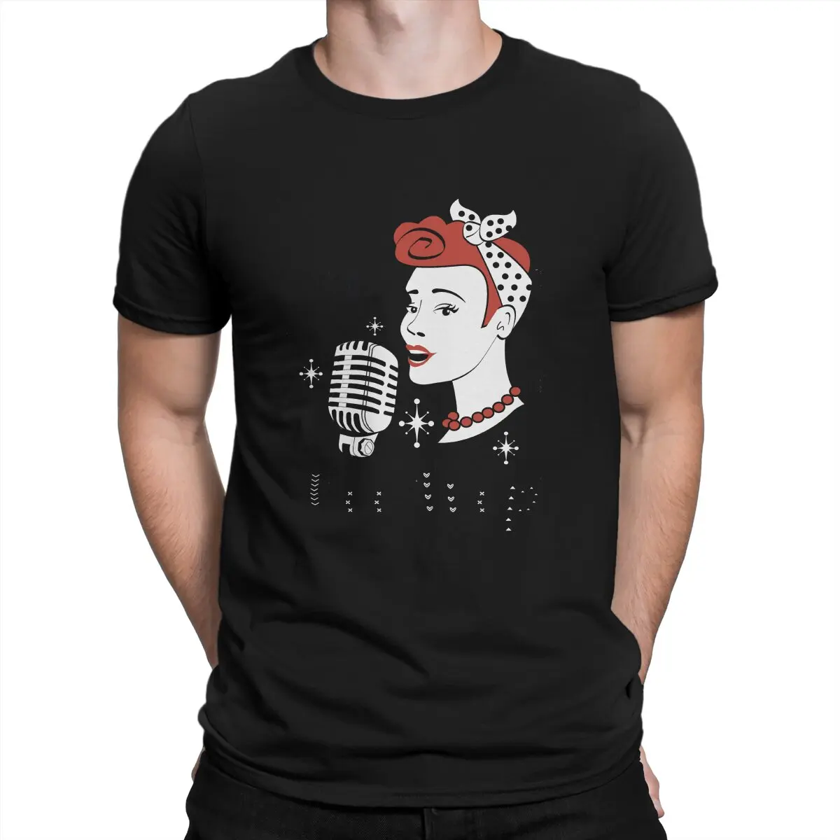 

Doo Wop Music Vintage 50s Sock Hop Dance Party Man's TShirt Pin Up Girl Model Pop Art O Neck Short Sleeve Fabric T Shirt