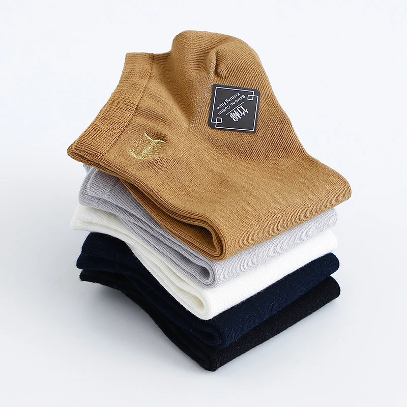 5 pairs / pack men's bamboo fiber socks high quality fashion leisure breathable antibacterial men's ankle socks men's deodorant