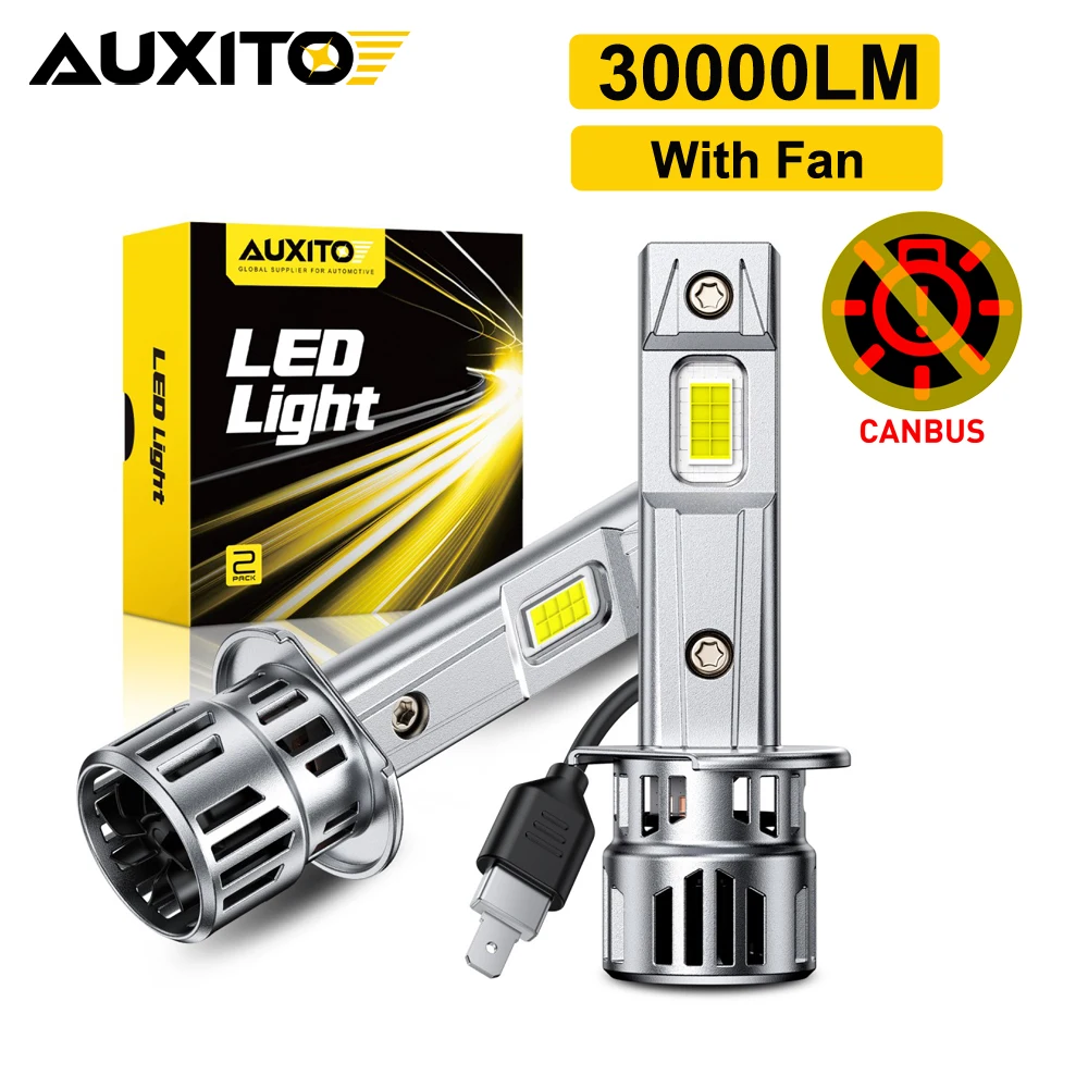 

AUXITO 2 шт. Turbo H1 светодиодная лампа фары Canbus без ошибок для Ford Fiesta Mondeo MK4 Focus MK2 Galaxy Transit автомобильная лампа 30000LM 12V