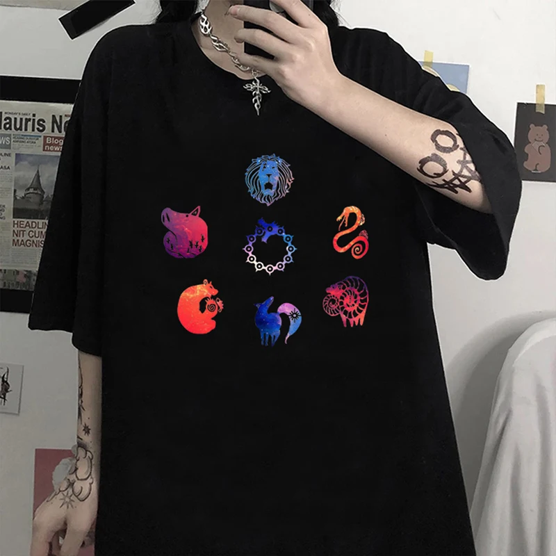 

Funny Manga T-shirt Cool Japanese Anime Seven Deadly Sins T Shirt Men Unisex Nanatsu No Taizai Meliodas 90s Graphic Tshirt Male