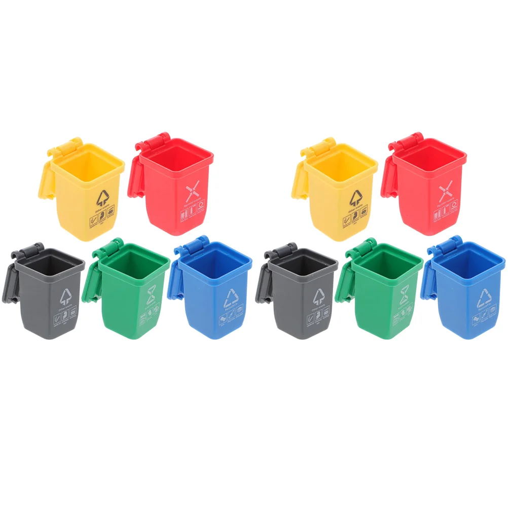 

10pcs Mini Waste Container Miniature Trash Can House Sorting Garbage Bin Model