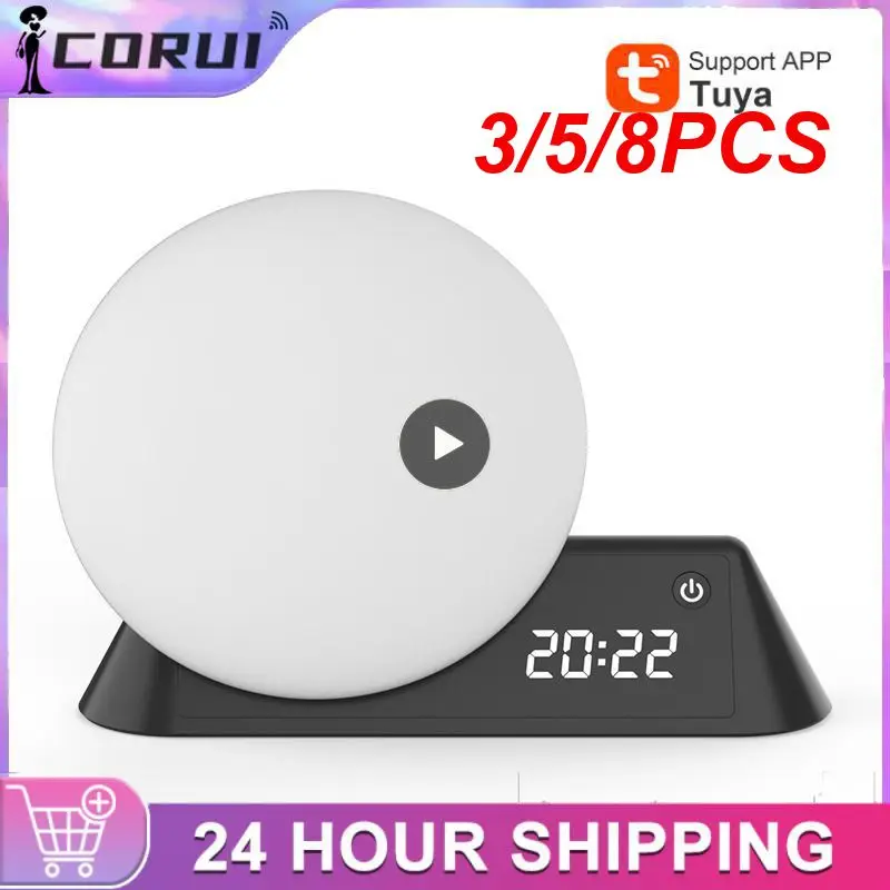 

3/5/8PCS For Bedroom Wake Up Smart Light 10 Colors Smart Wake Up Ligh Tuya App With 15 Soothing Sound Alarm Clock Wake Up Light