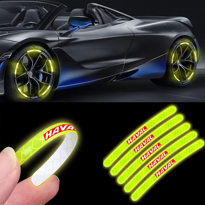 

20pcs Car Wheel Hub Reflective Sticker Tire Rim Luminous Strips for Haval JOLION 2021 2022 H6 M6 H2S H4 H7 H5 H8 H9 H1 F5 F7X F7