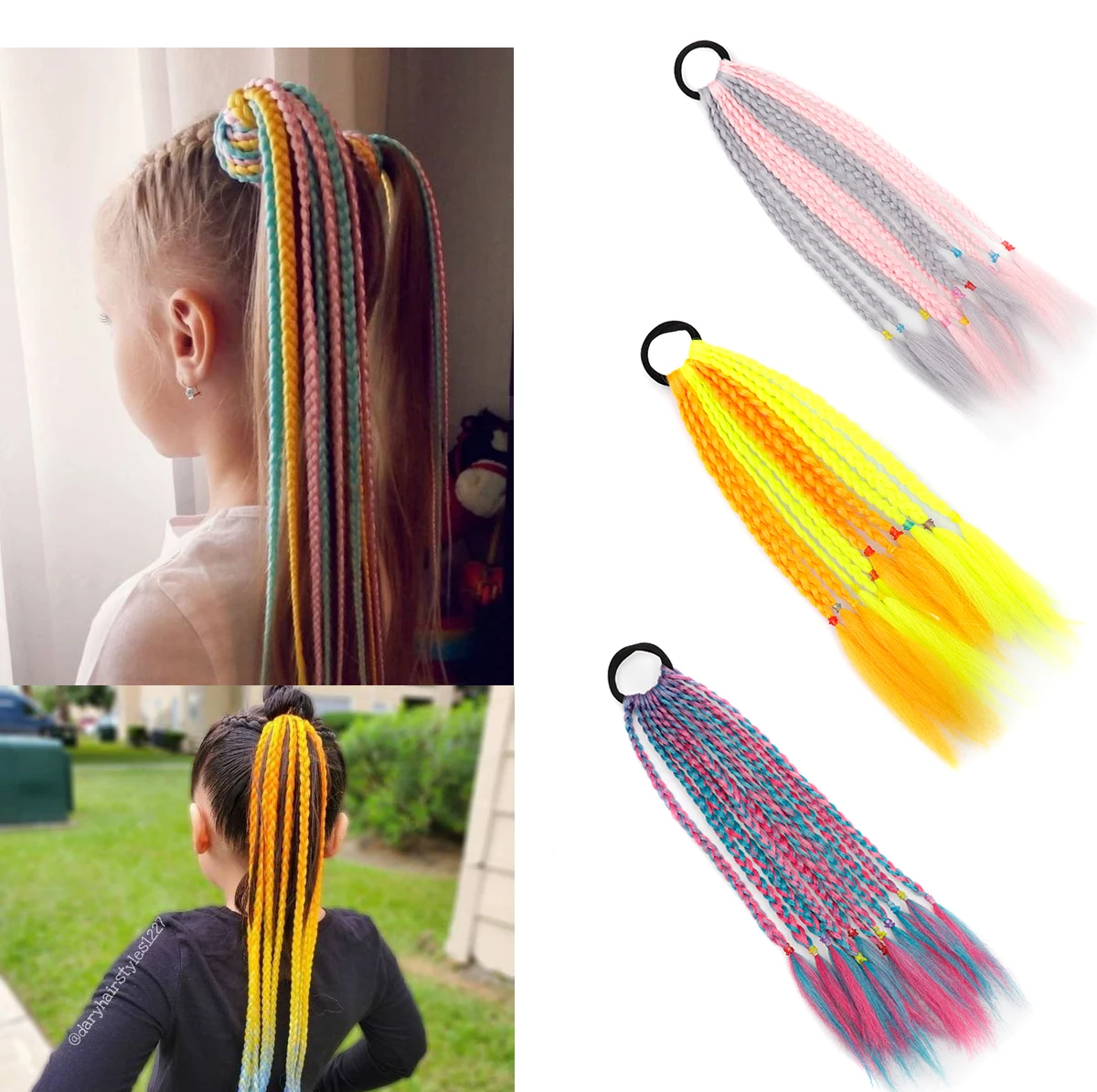 Ful Braids Ponytail Hair Ornament Headbands Rope Rubber Bands Beauty Hair Bands Headwear Braid Kids Gift Hair Accesso