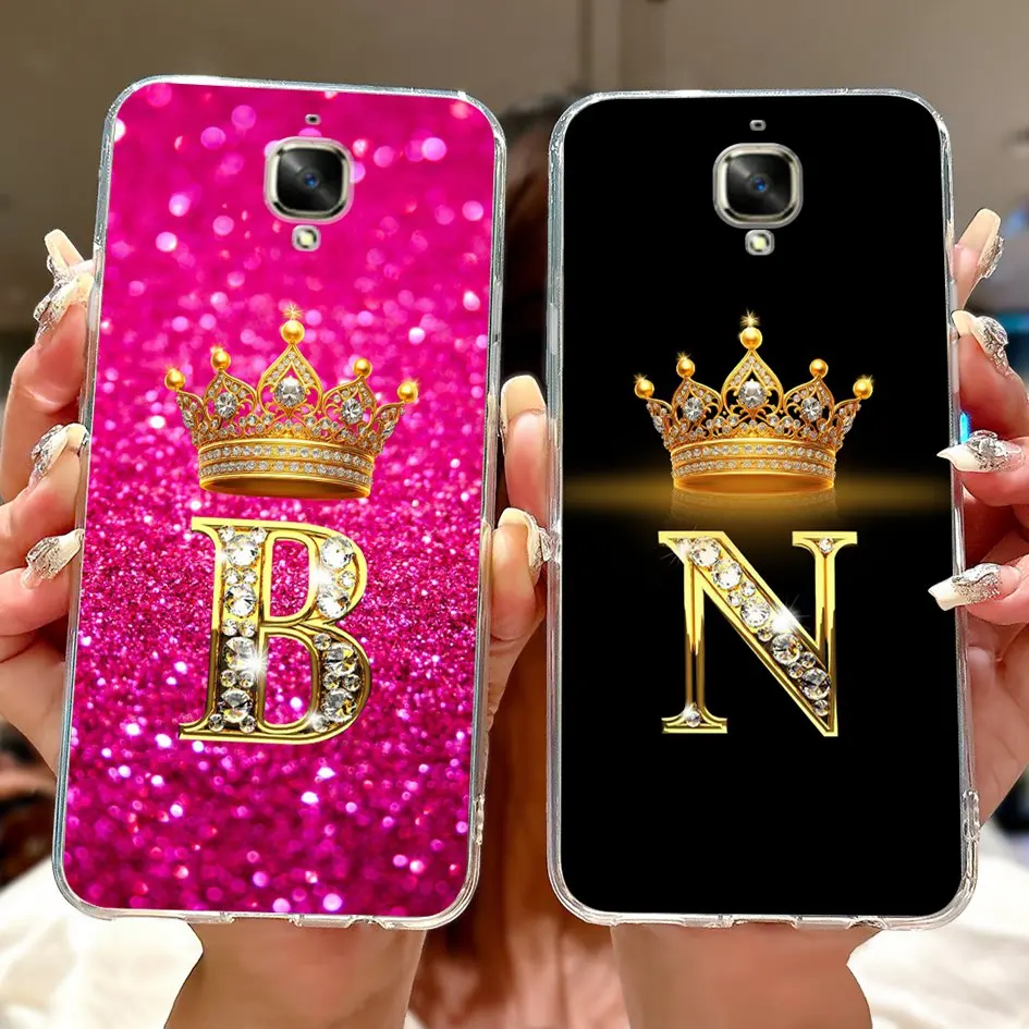 For OnePlus 3T Case A3010 A3003 Shockproof Cover Cute Crown Letters Clear Silicone TPU Phone 3 A3000 1+3T Funda