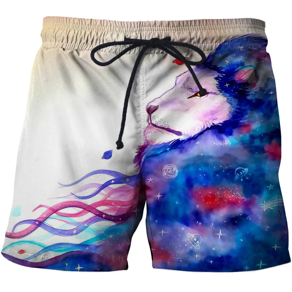 

2022 Summer animals men summer drop artistic sense quick dry men beach pants shorts board pants anime lion pattern popular