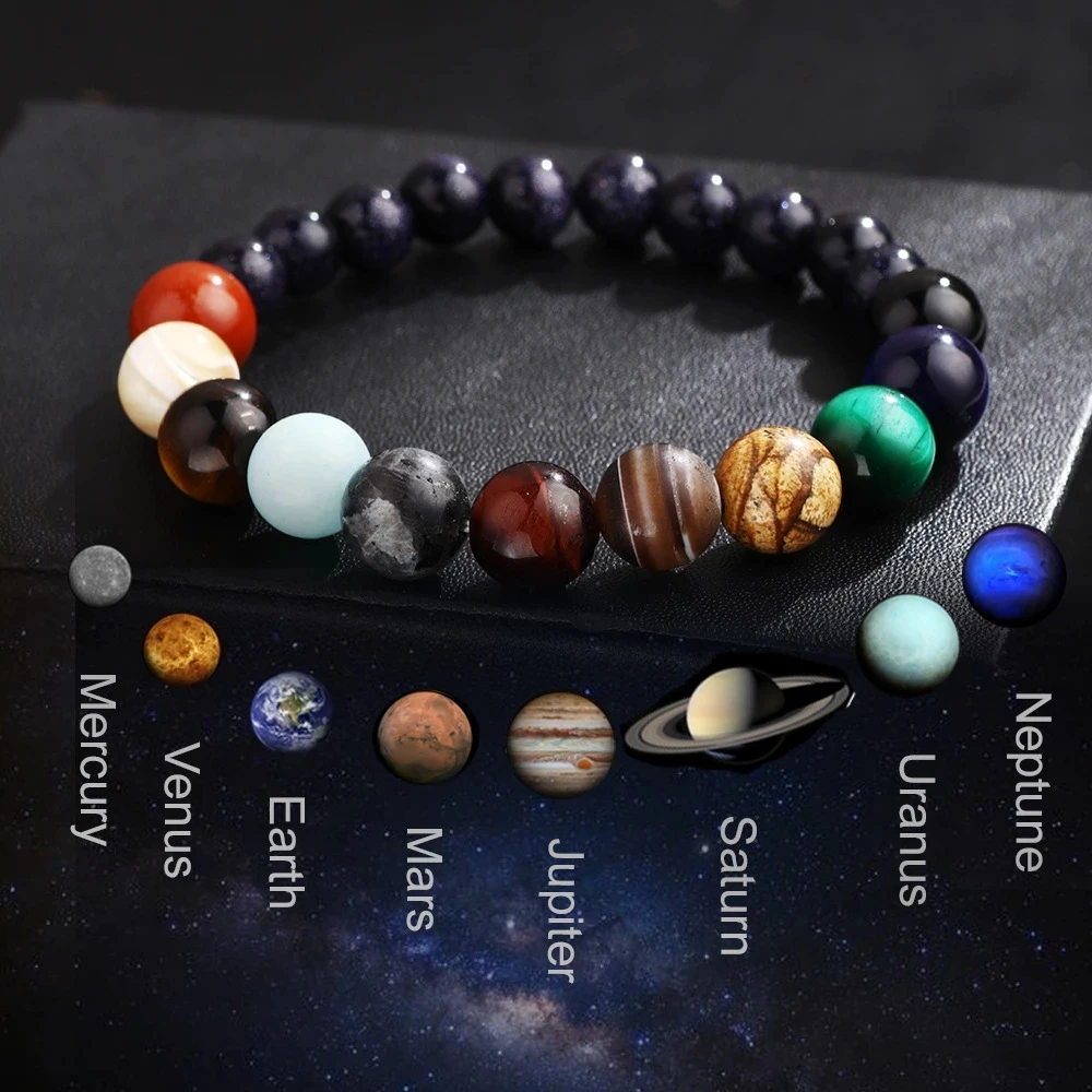 

Lovers Eight Planets Bead Bracelet Men Natural Stone Universe Yoga Solar Chakra Galaxy System Beads Bracelets for Women Jewelry