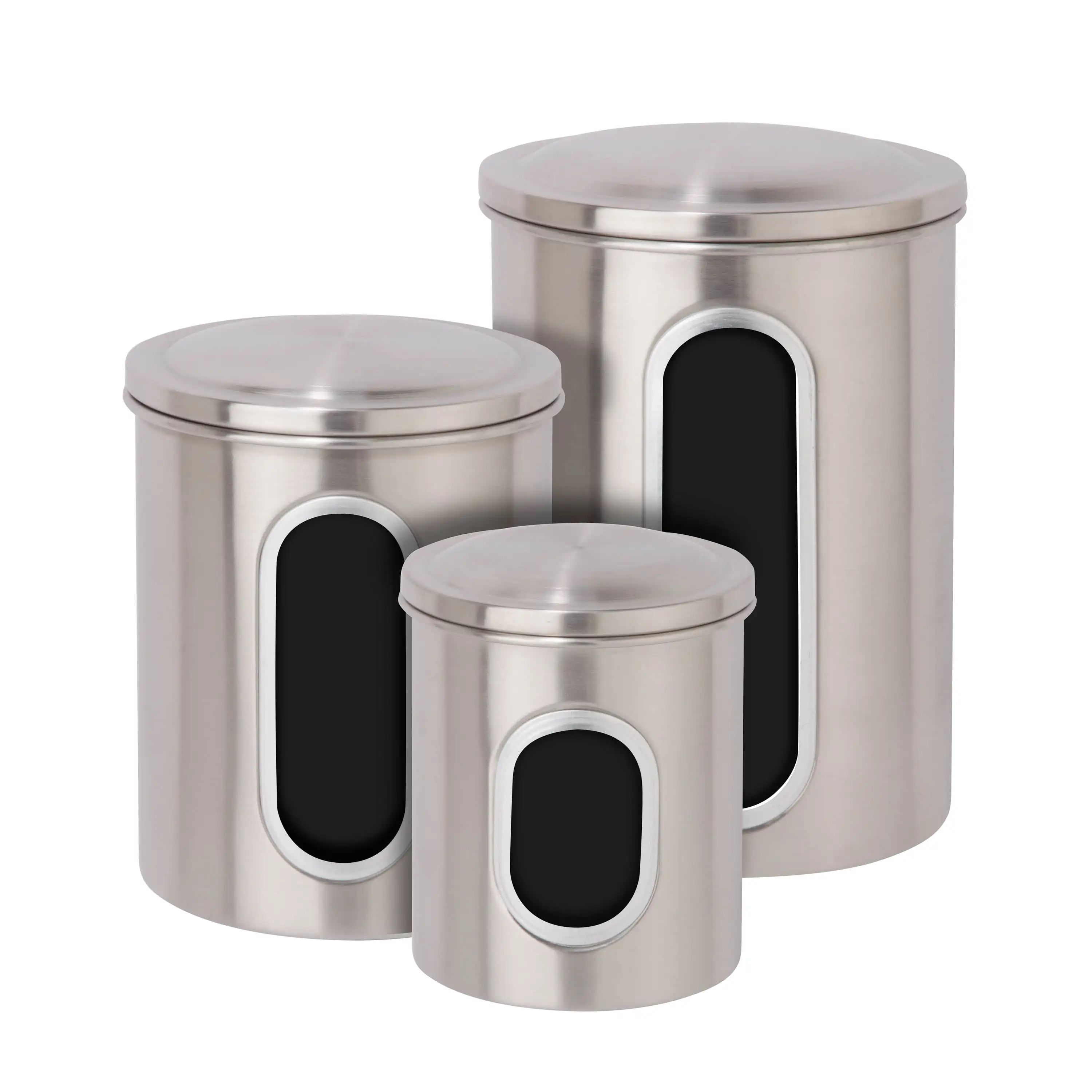 

Honey Can Do Three-Piece Set of Nesting Stainless Steel Kitchen Canisters
