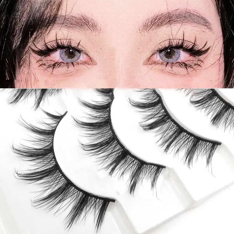 

New 5 Pairs Manga False Eyelashes Cosplay 3D Faux Mink Lashes Soft Natural Thick Wispy Full Strip Lashes Eyelashes ExtensionTool