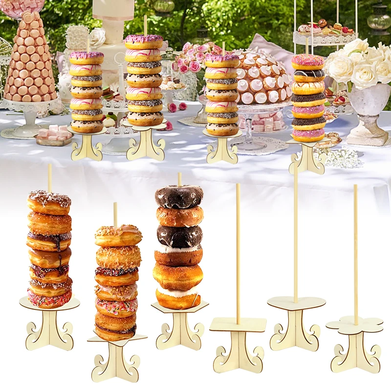

Wedding Decoration Wooden Doughnut Table Holder Holder Dessert Cake Table Display Rack Baby Shower Kids Birthday Party Supplies