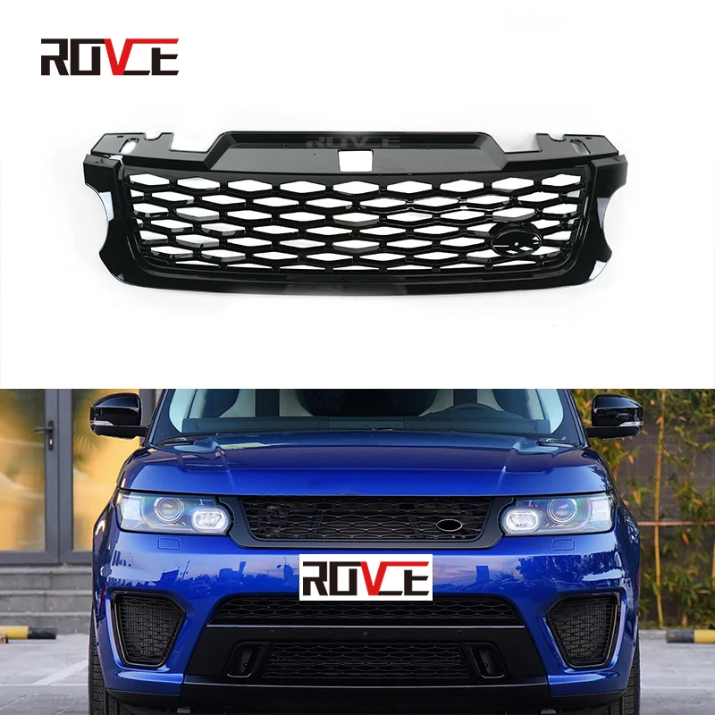

ROVCE Suitable for 2014-2017 Land Rover Range Rover Sport SVR Middle Mesh Grill Bright Black Front Bar Grille L494 LR062238