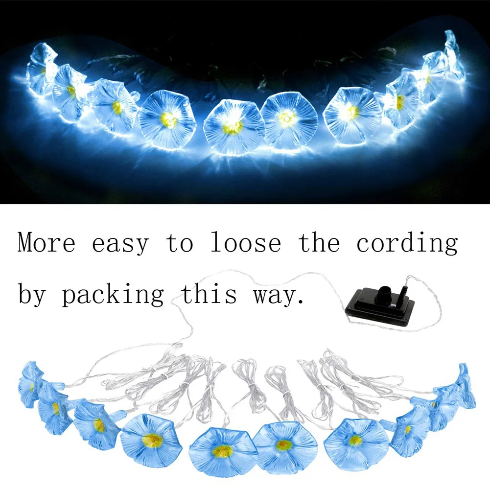 

Solar Powered String Light 10LED Morning Glory Flower Fairy Home Outdoor Garden Backyard Lawn Decorative Lamp