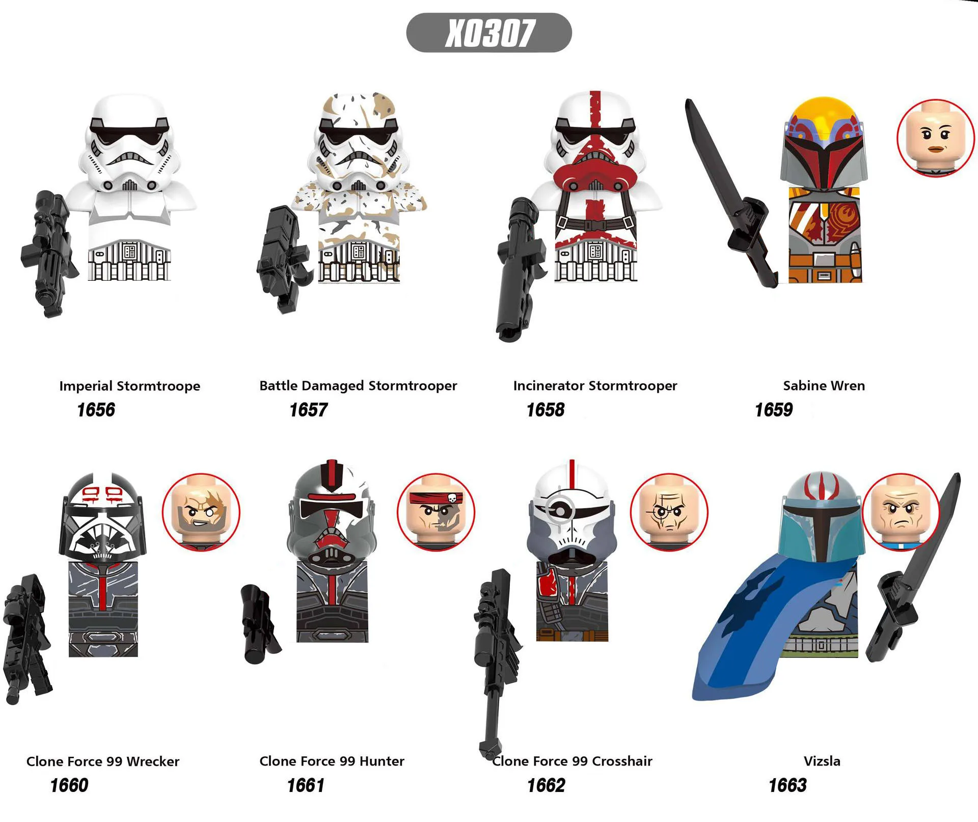 

X0307 Boy Anime Figure Minifigures Clone Soldier Mini Robot Figure Building BricksBB8 Small Particle Building Blocks Toys