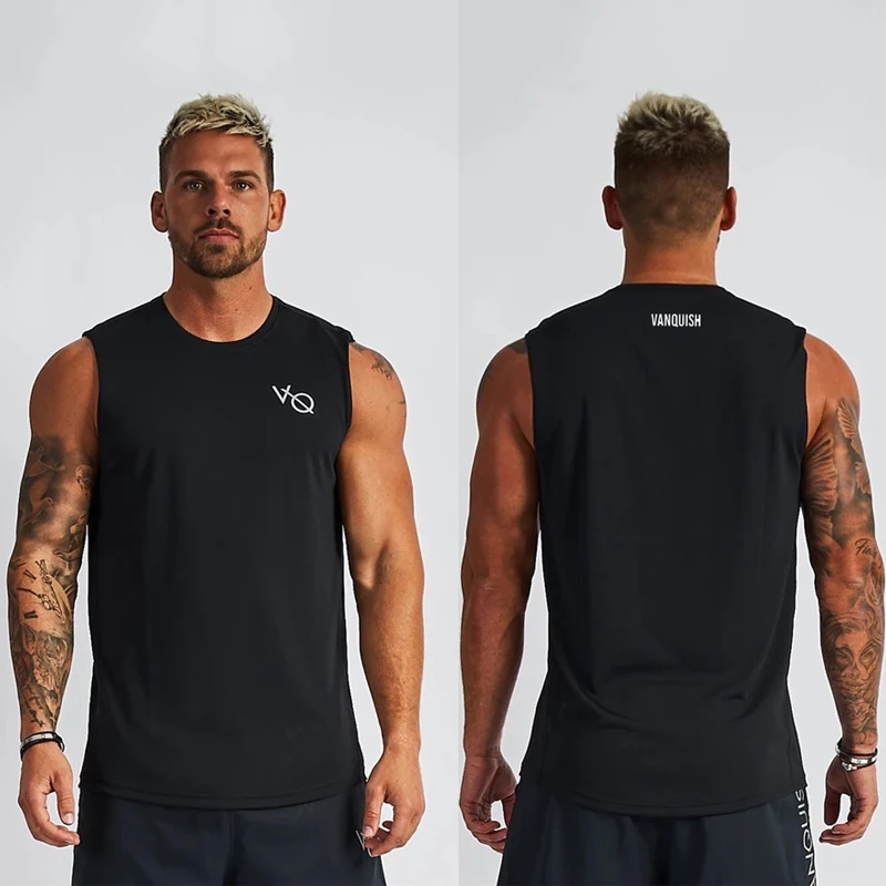 

Jogger Men's Vest Gym Running Training Clothes Cotton Round Neck Sleeveless T-Shirt Outdoor Running Basketball Training Tank Top