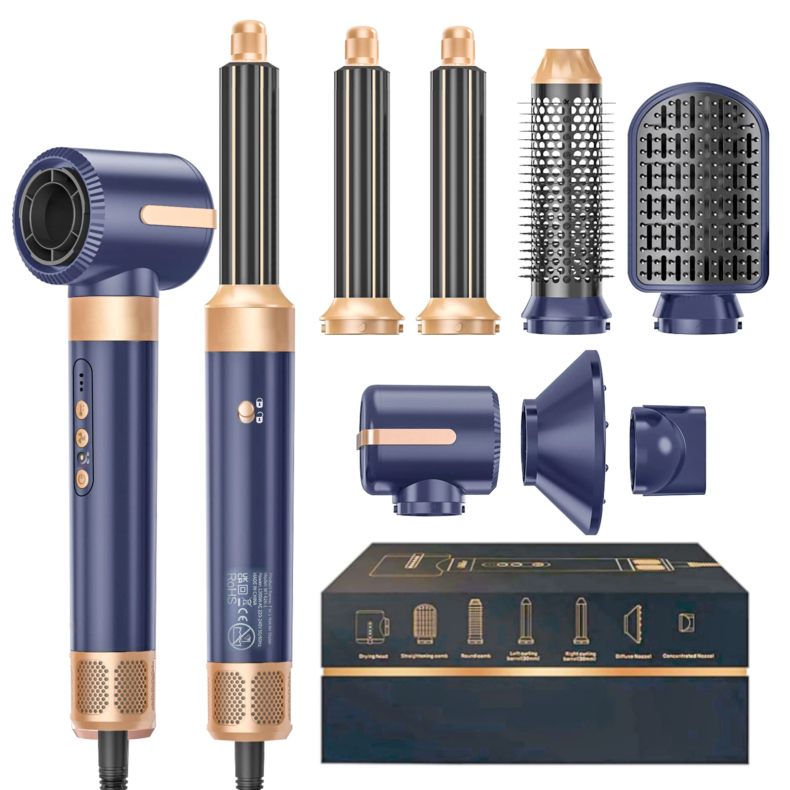 7 в 1 щетка для фена бесщеточный высокоскоростной фен с диффузором ионная