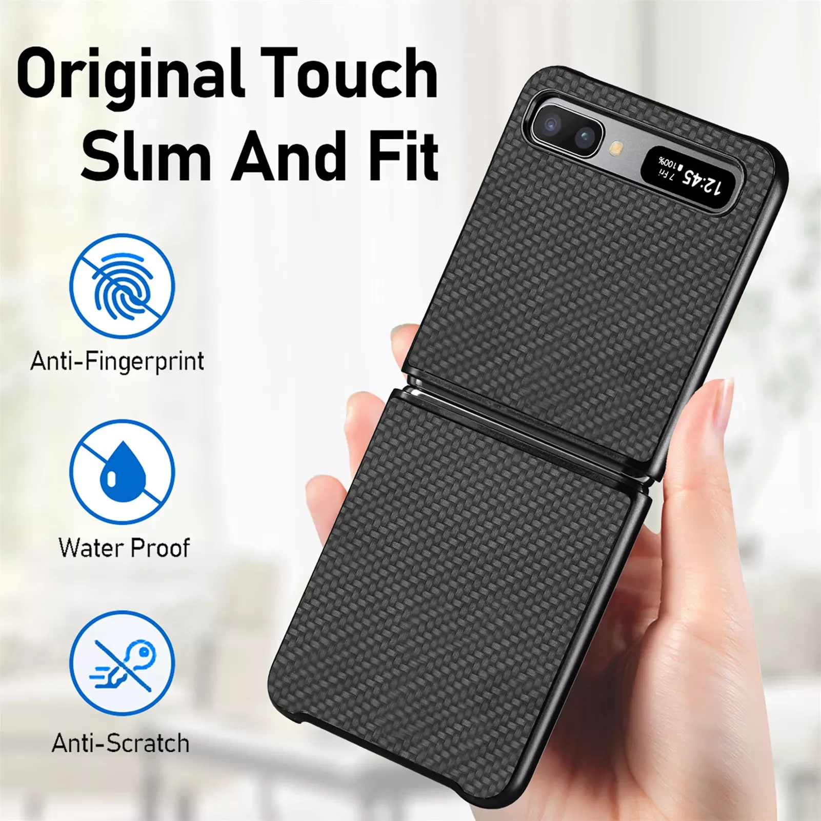 

NEW2022 Anti-Slip Carbon Fiber Thin Case for Samsung Galaxy Z Flip Flip4 Flip 4 Flip3 5G Flip 3 Shockproof Protective Phone Bag