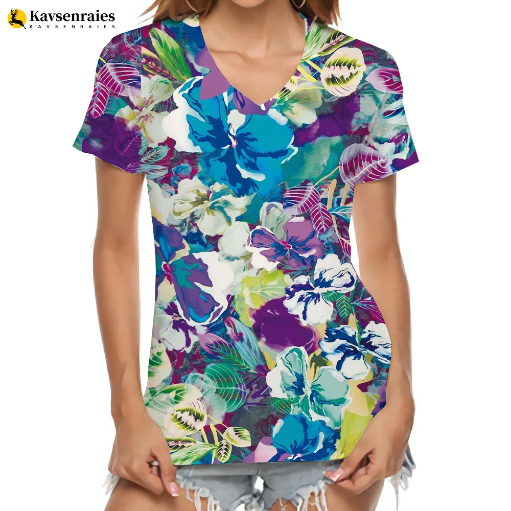 

2022 New Women's T-shirt Summer Fashion Casual Short Sleeve Comfortable All-Match Tops 3D Flower Print Elegant Clothing
