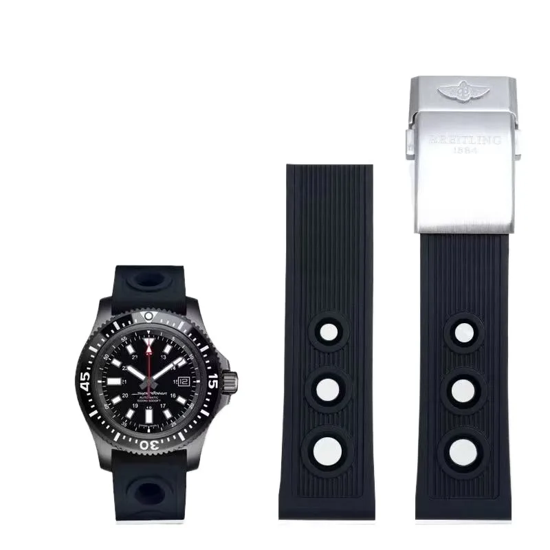 Alternative Rubber Watch Strap For Breitling Super Ocean Avengers Blackbird 22/24mm Silicone Rubber Watch Strap