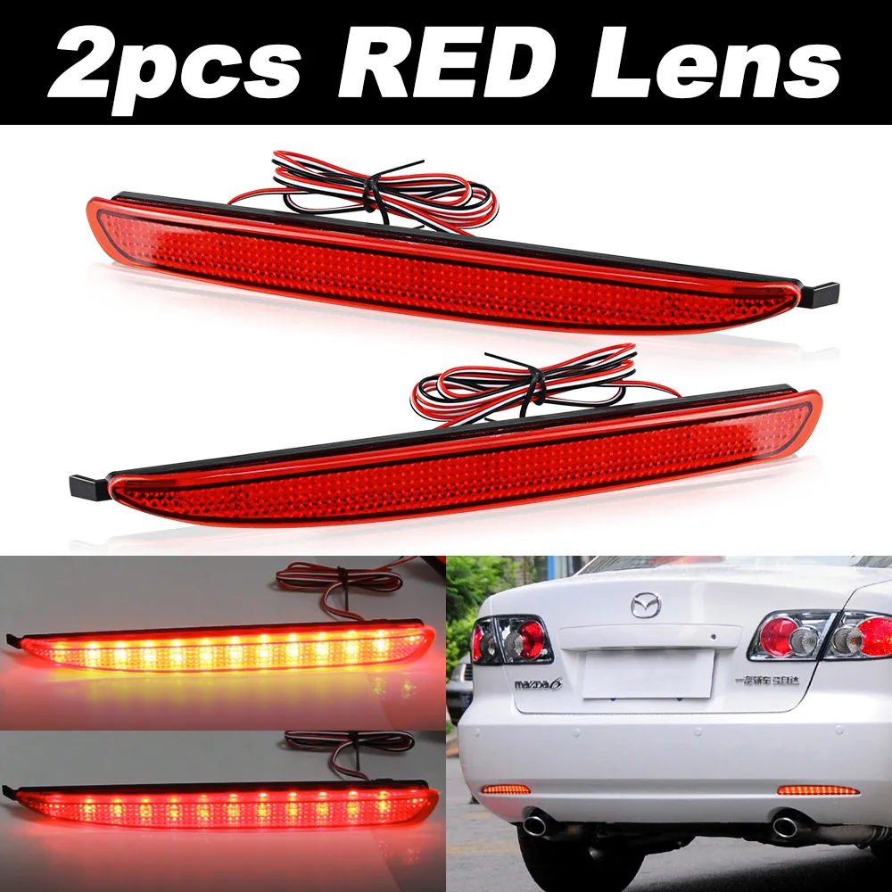 

1 пара красных/дымчатых линз, отражатель заднего бампера, светодиодный задний стоп-сигнал для Mazda 6 2003-2008 годов для Mazda6 Atenza Sport Mazdaspeed
