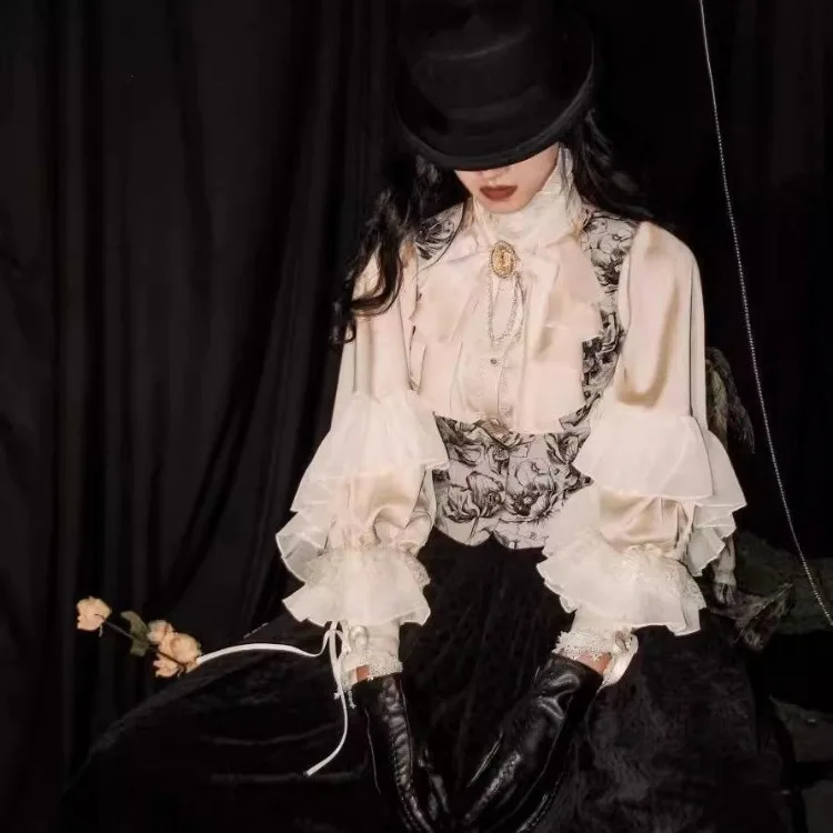 Осень-зима 2024 новые рубашки для женщин Y2k E-Girl свободные блузки с рукавами летучая