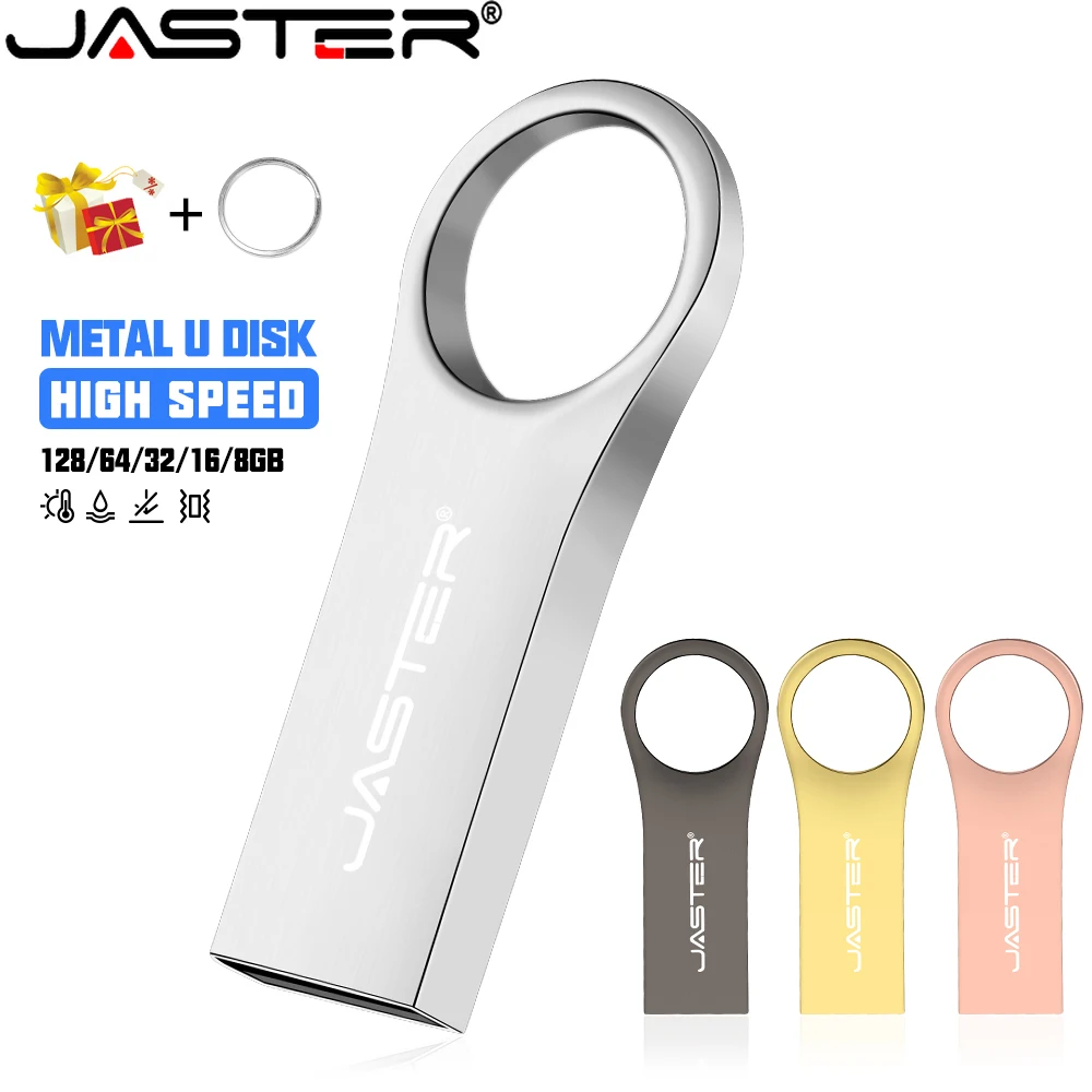 

JASTER 64GB USB drive 32GB Pendive 16GB 8GB External storage 4GB Free Gifts Key Chain Memory stick Waterproof Metal flash drive