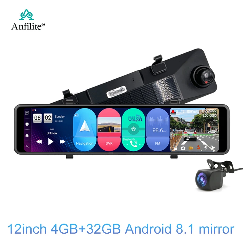 Anfilite автомобильное умное зеркало заднего вида DVR 11 26 дюймов 3 Разделенный экран