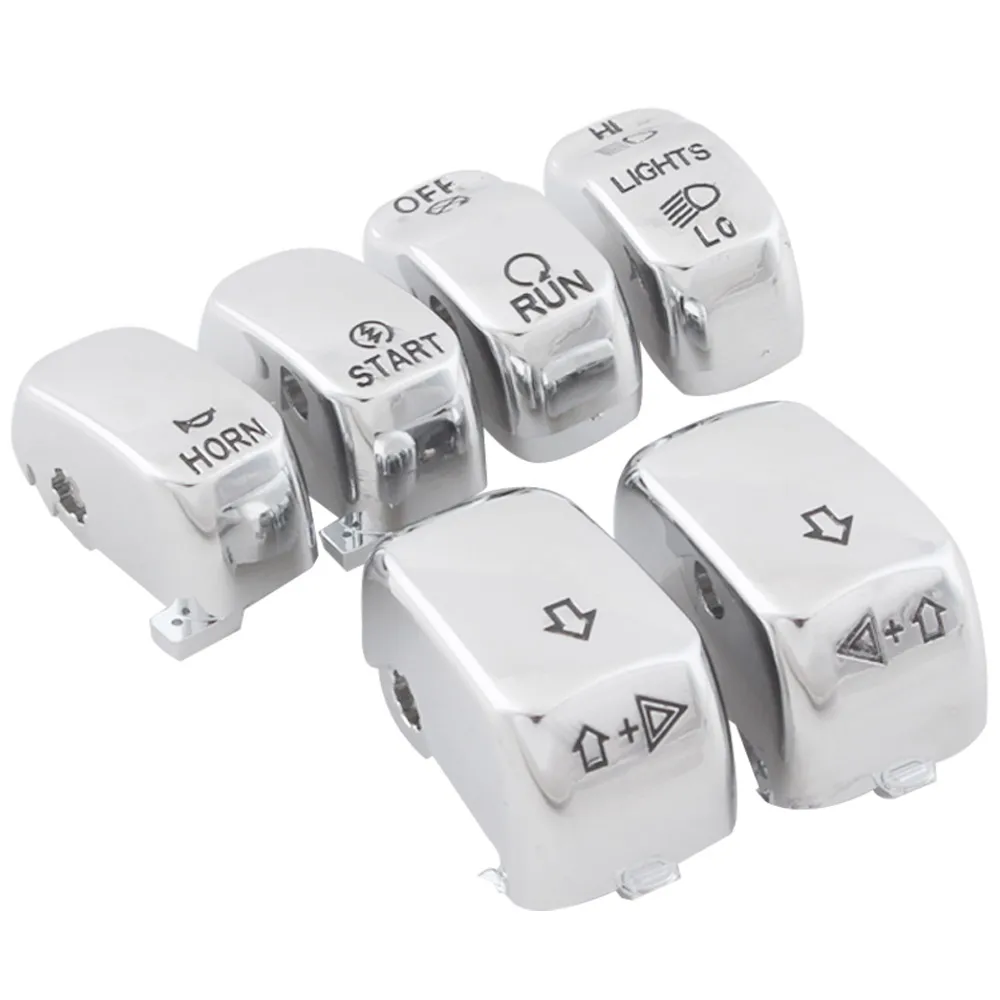 

Черный/хромированный корпус переключателя управления рулем мотоцикла, крышка и кнопки переключателя для Harley Touring Road King Dyna Softail