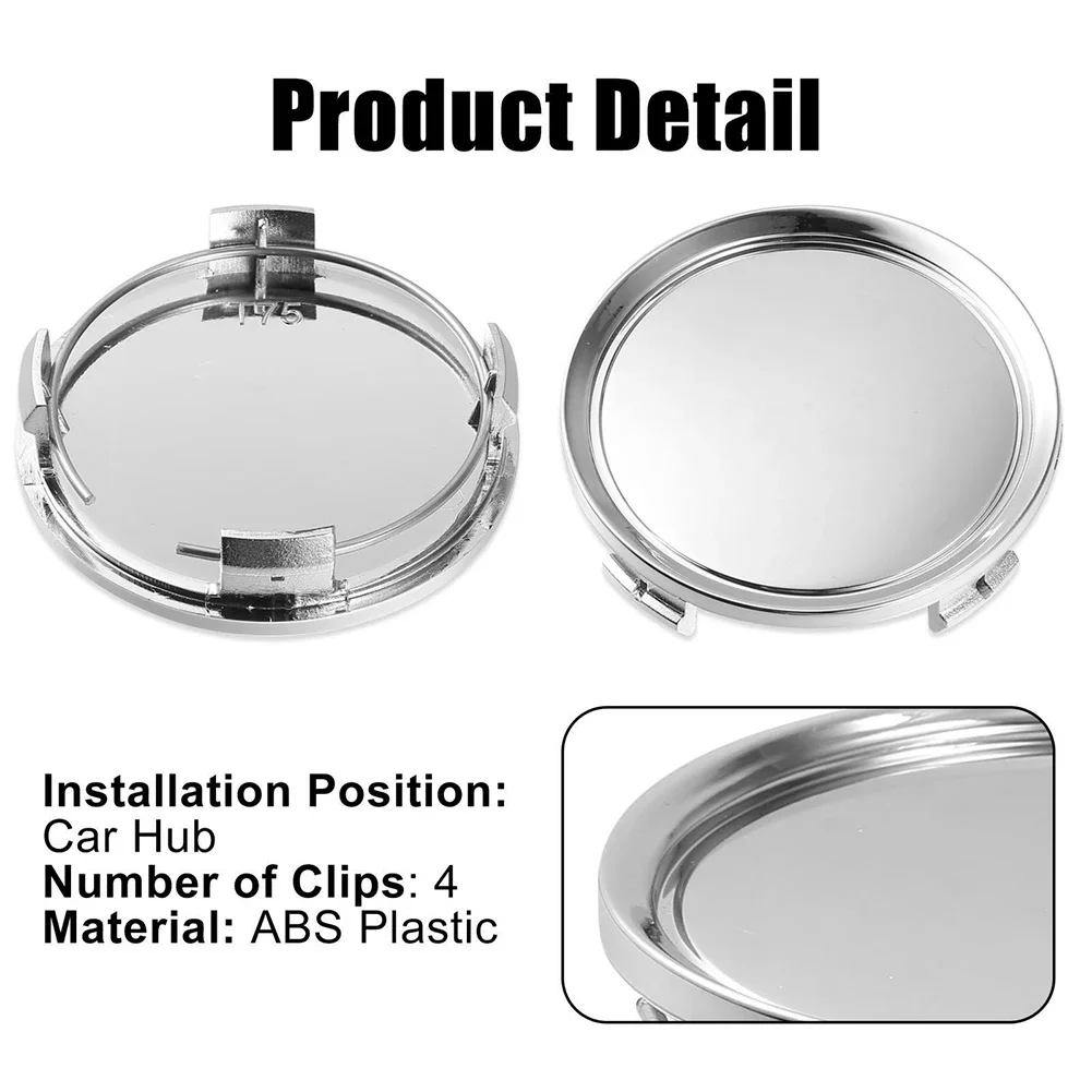 4 х 75 мм (2 95 дюйма) центральная крышка колес хромированная серебристая