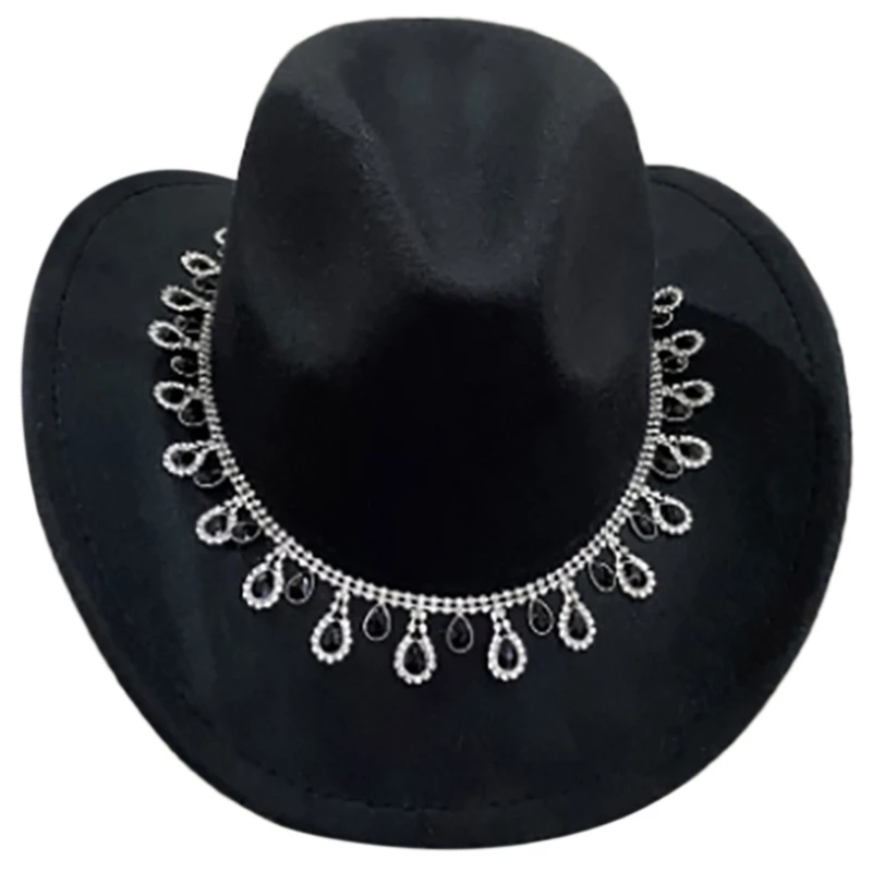 

Cowgirl Hats Black Cow Girl Hat with Rhinestones Adult Size Great for Party