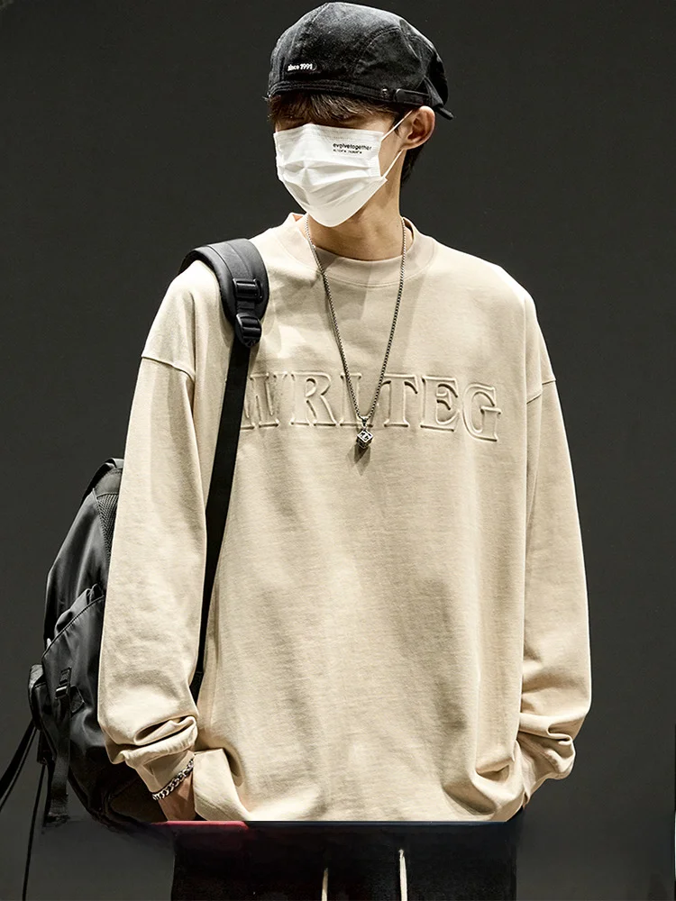 Рубашка мужская с длинным рукавом модная брендовая Тяжелая хлопковая свободная