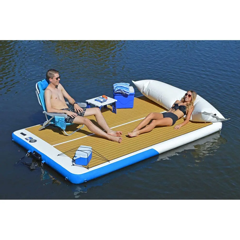 

water leisure time Inflatable ocean platform float fishing Deck Island Raft Dock for Pool & Beach