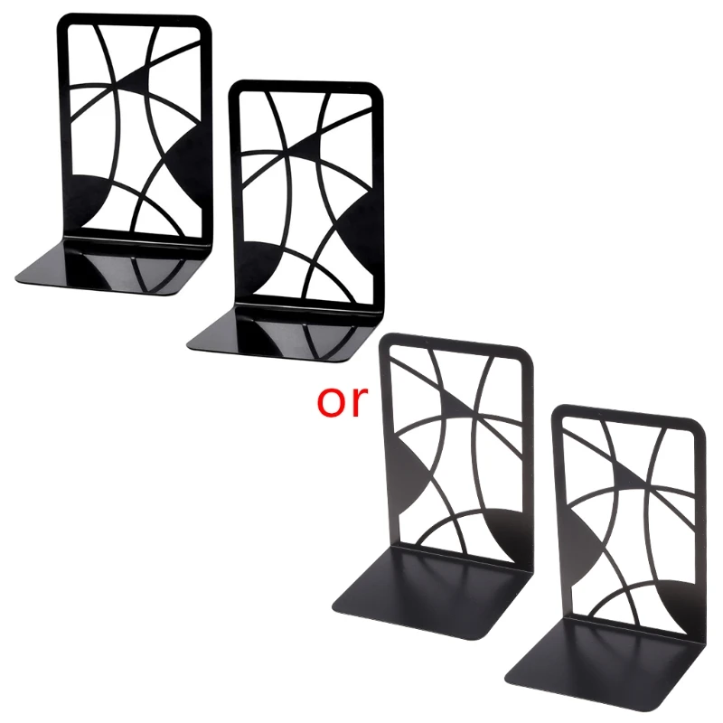 

1 Set Hollow-out 3D Bookends Metal Book Ends for Home Office Book Shelf Holder Home Decorative Book Stoppers Book Holder