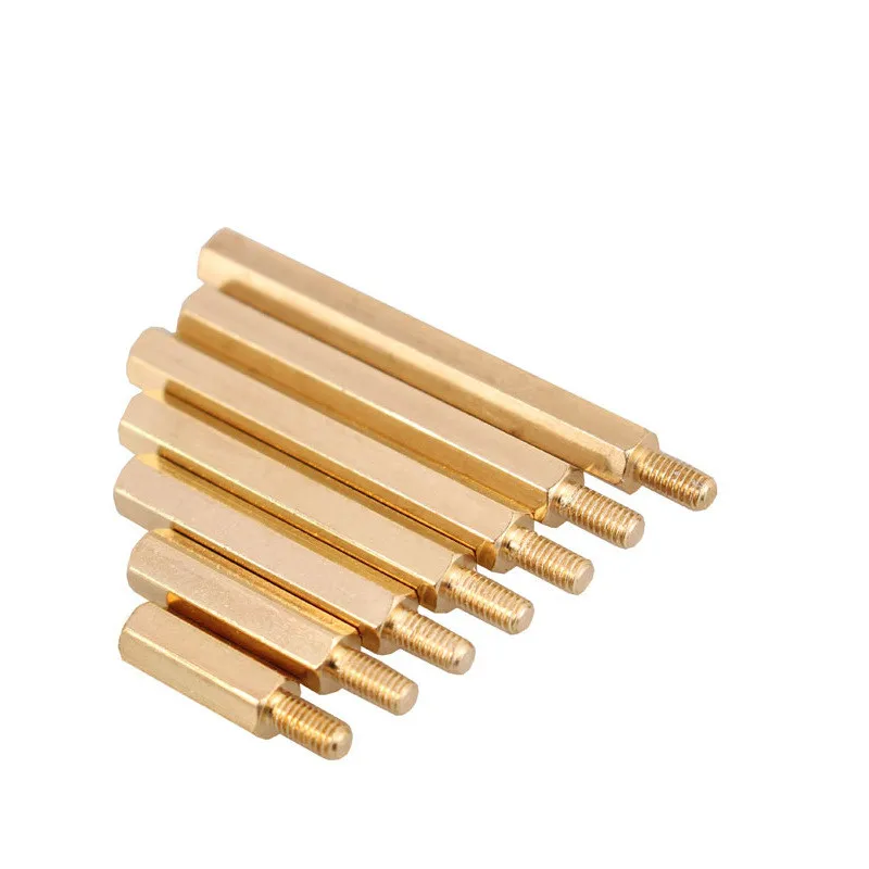 

50 шт., стойка M4 серии M4 * L + E(6 мм), латунная медь M4 Шестигранная стойка, ПОДДЕРЖКА РАСПОРНАЯ стойка печатной платы «Папа-мама»