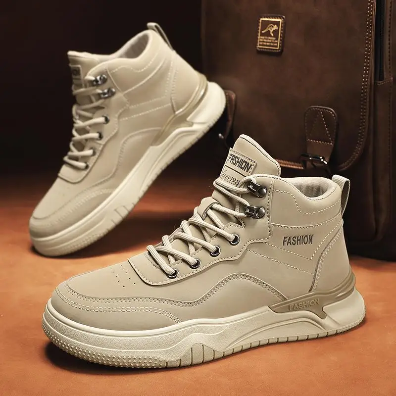 

High Top Men's 2023 New Autumn Thick Bottom Tooling Leather Boots Men's Casual Men's Shoes British Motorcyc