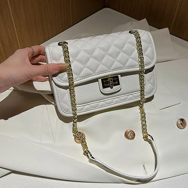 

Сумка на плечо женская с ромбовидной вышивкой, модный саквояж кросс-боди с цепочкой, повседневная Сумочка для телефона, однотонная