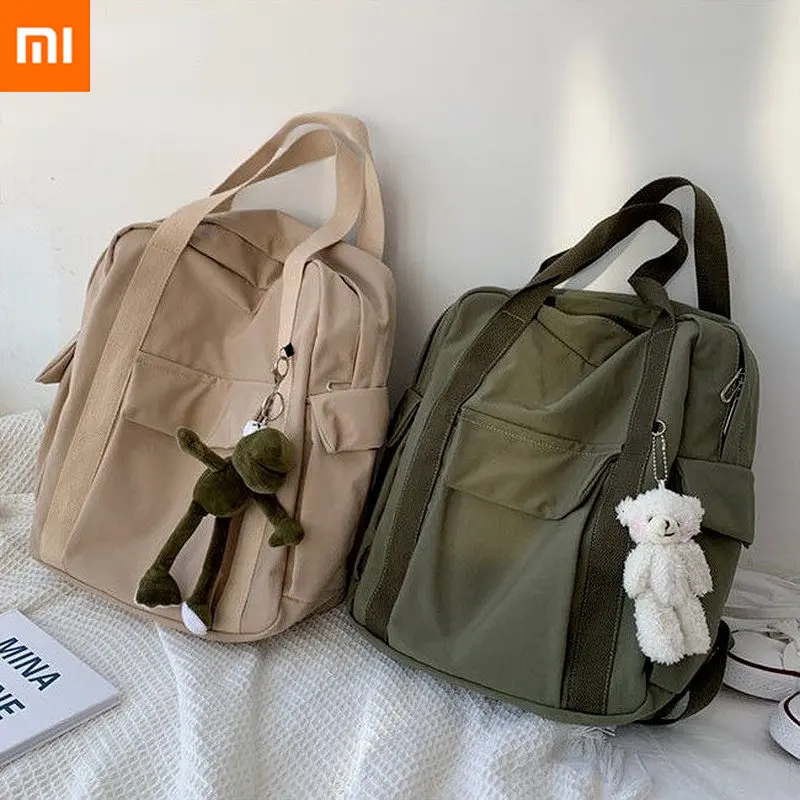 

Xiaomi Backpacks Women Harajuku Multifunction Travel Large Capacity Backpack Retro Solid Waterproof Bag Students Preppy