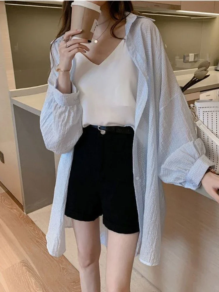 Солнцезащитные рубашки женские мешковатые для отдыха повседневные шикарные