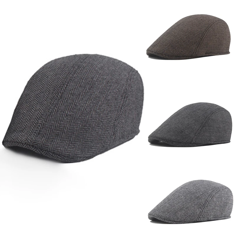 

Pattern Cap Painter Newsboy Cap Duckbill Hat Herringbone Visor Casual Spring Berets Hat Men Women Solid Color Warming Headgear