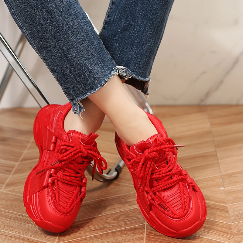 

Sneakers Women Casual Platform Shoes 2023 Red Fashion Thick Bottom Ladies Trainers Designer Chunky Sneaker Zapatillas Mujer